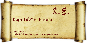 Kuprián Emese névjegykártya