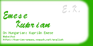 emese kuprian business card