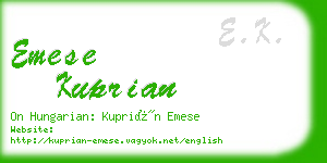 emese kuprian business card